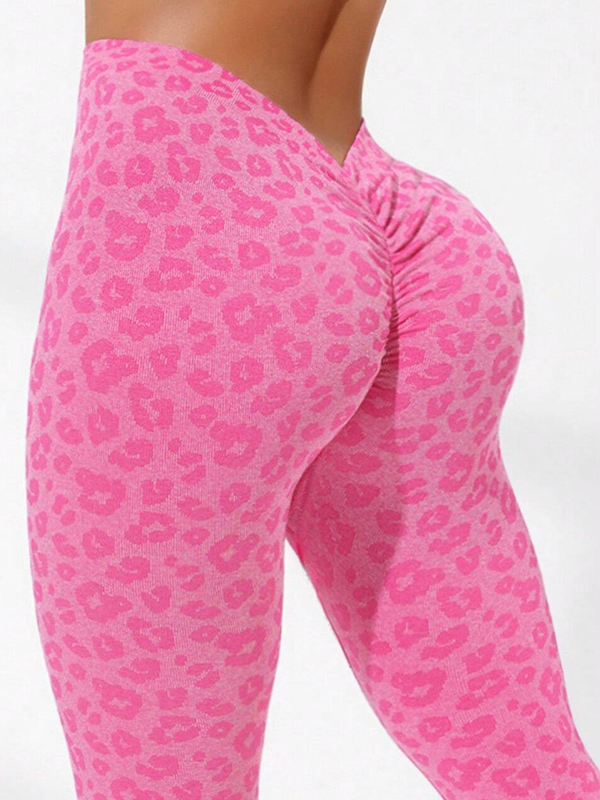 LiviaGym Female Deep V Back Leopard Print Leggings