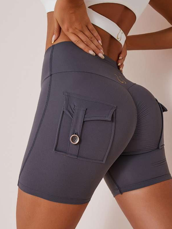 LiviaGym Female Elastic Hip Lifting Spandex Gym Cargo Booty Shorts