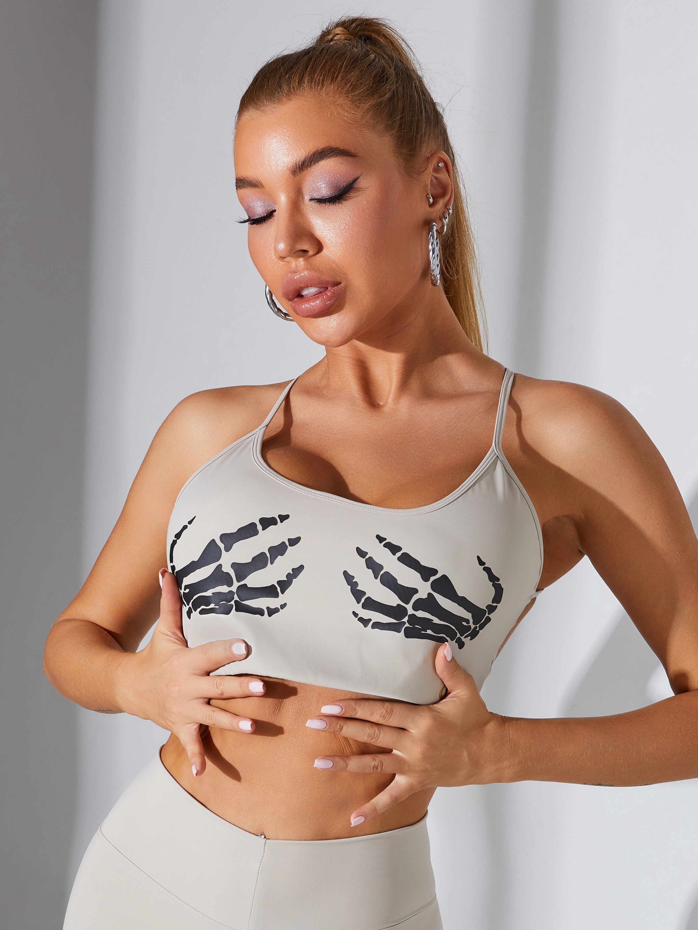 LiviaGym Female "Hand Bones" Print Cross Back Scrunch Bum Tracksuit