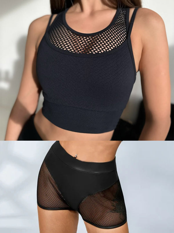 LiviaGym Female Sexy Faux Leather Fishnet Micro Hot Shorts