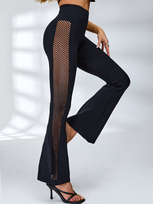 LiviaGym Female Quick-dry Fishnet Flare Scrunch Bum Cross Back Tracksuit