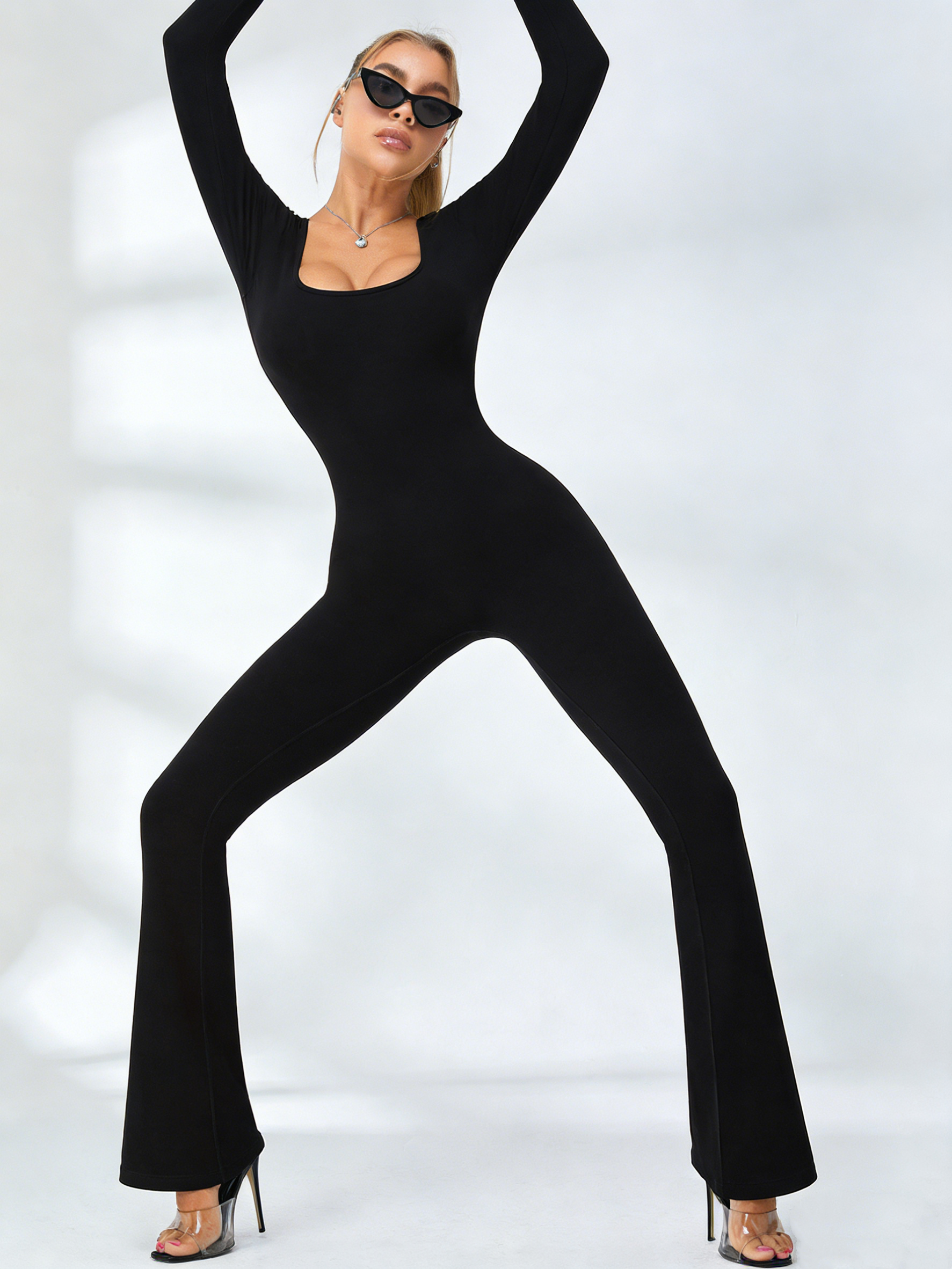 LiviaGym Female Long Sleeves Flare Jumpsuit