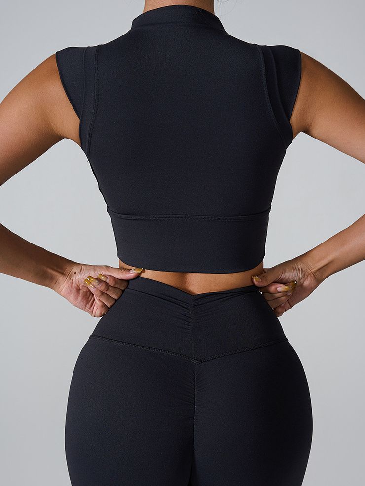 LiviaGym Female Solid Color Basic Must-have Cropped Short Sleeves