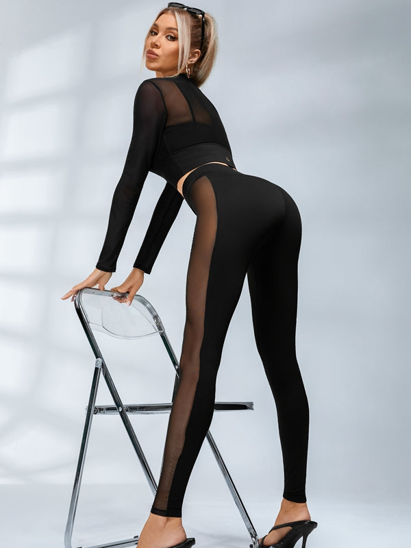 LiviaGym Female Sexy Sheer Mesh Seamless Leggings