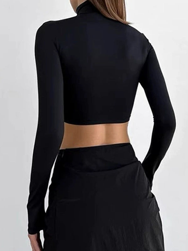 LiviaGym Female Push-up Cropped Drawstring Long Sleeves