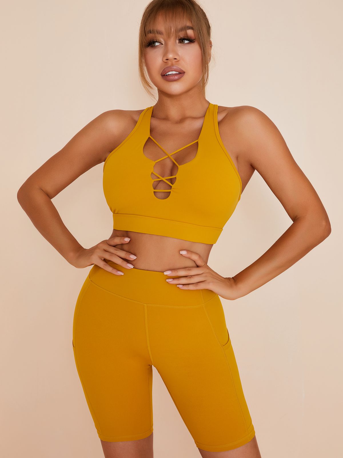 LiviaGym Female Pocket Spandex Gym Booty Shorts