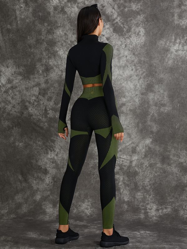 LiviaGym Female 3 Pieces Long Sleeve Zippers Fitness Suit