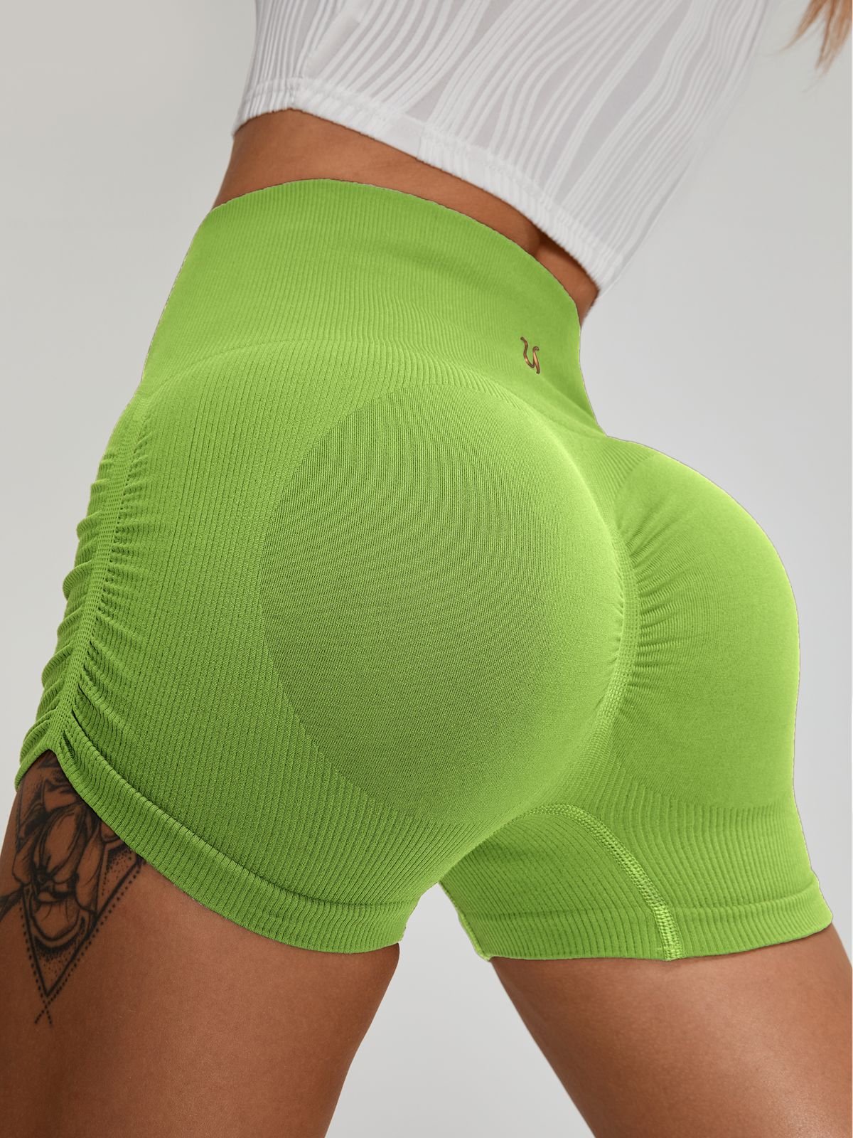 LiviaGym Female Ribbed Scrunch Bum Quick-drying Spandex Gym Booty Shorts