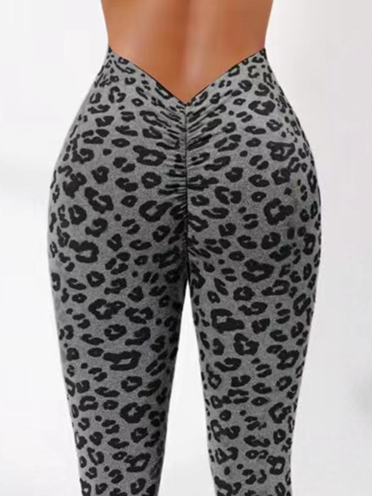 LiviaGym Female Deep V Back Leopard Print Leggings