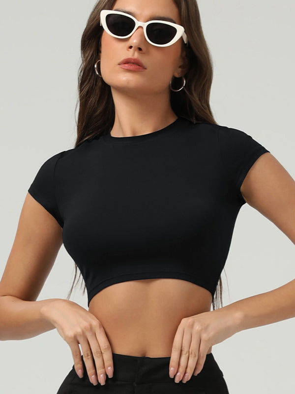 LiviaGym Female Basic Must-have Cropped Short Sleeves