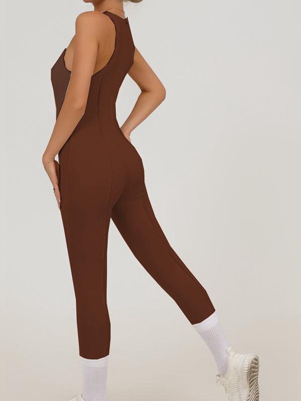 LiviaGym Female  "Patchwork" Style Zipper Jumpsuit