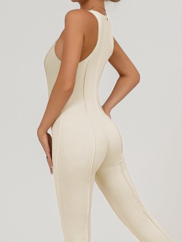LiviaGym Female  "Patchwork" Style Zipper Jumpsuit
