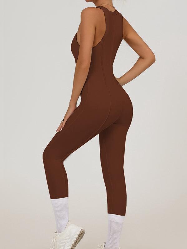 LiviaGym Female  "Patchwork" Style Zipper Jumpsuit