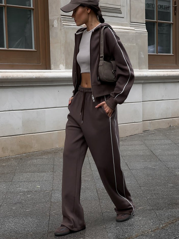 LiviaGym Female Stripes Zipper Pocket Casual Tracksuit