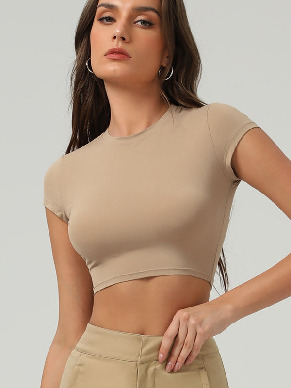 LiviaGym Female Basic Must-have Cropped Short Sleeves