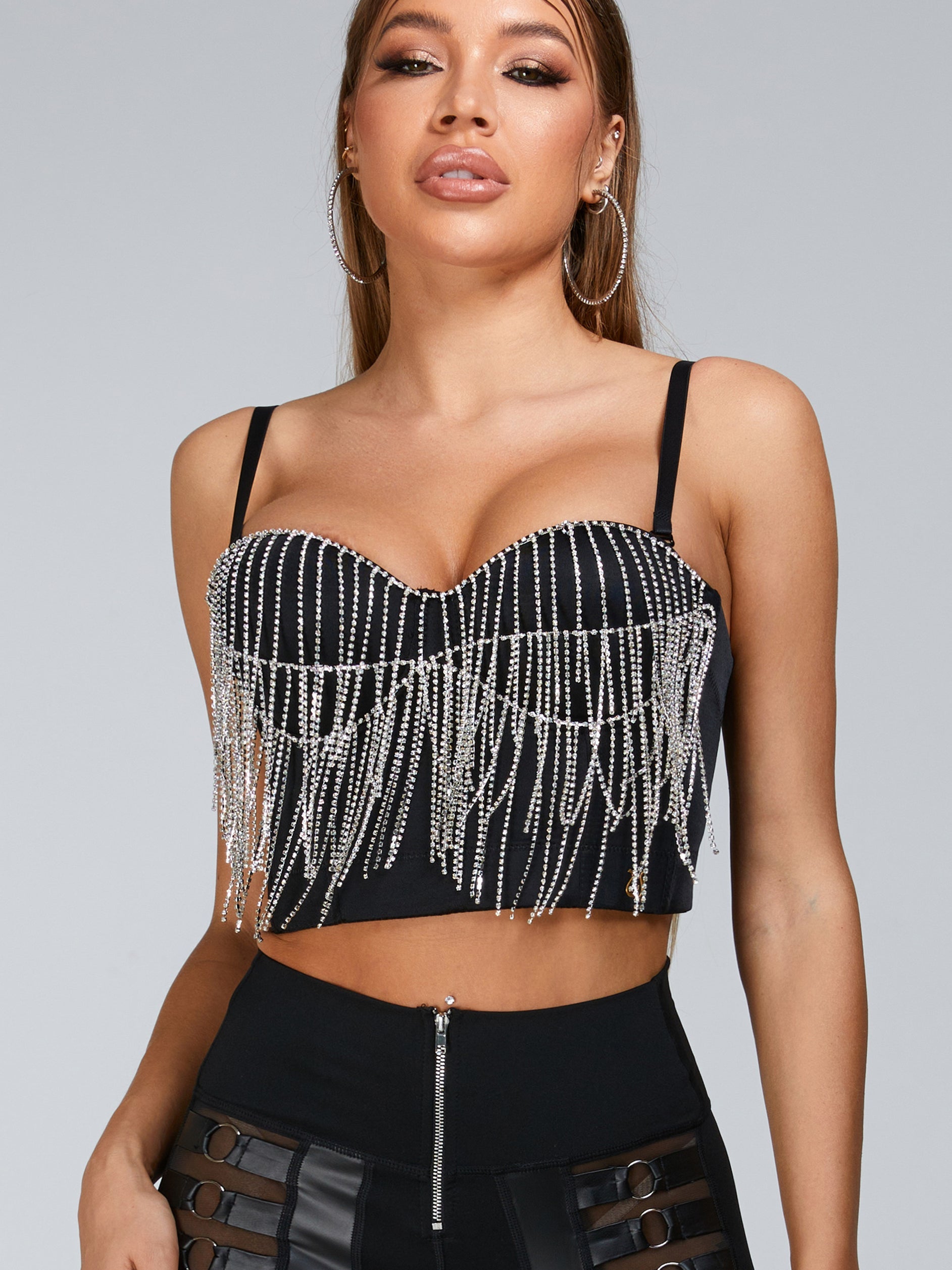 LiviaGym Female Beading Tassel Corset Sports Bras