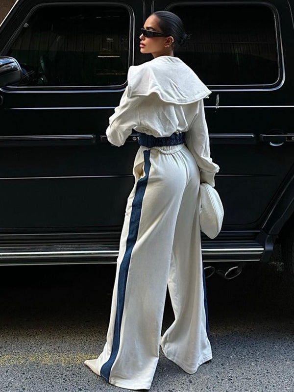 LiviaGym Female Sexy Denim Contrast Color Pocket Casual Tracksuit