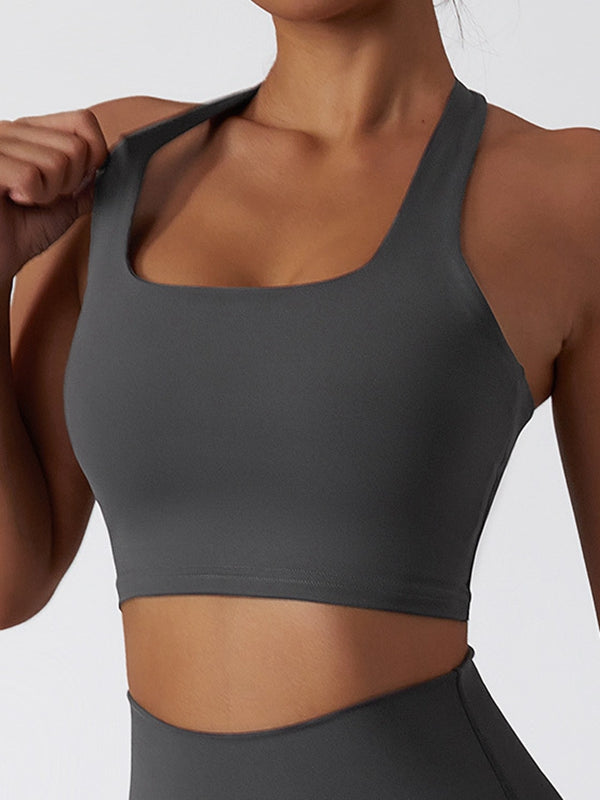 LiviaGym Female Solid Color V Collar Sports Bras