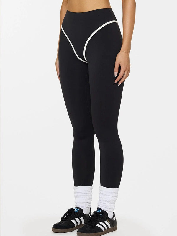 LiviaGym Female Stripes Backless Push-Up High-rise Tracksuit