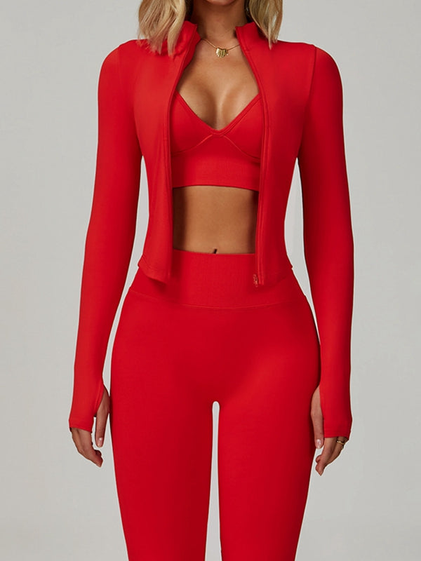LiviaGym Female Deep V Back Seamless High-rise Tracksuit