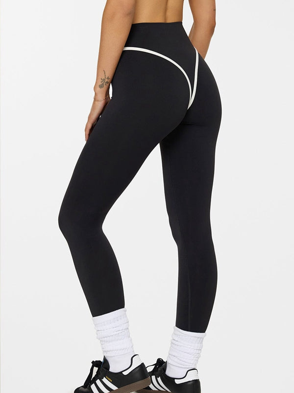 LiviaGym Female Stripes Backless Push-Up High-rise Tracksuit