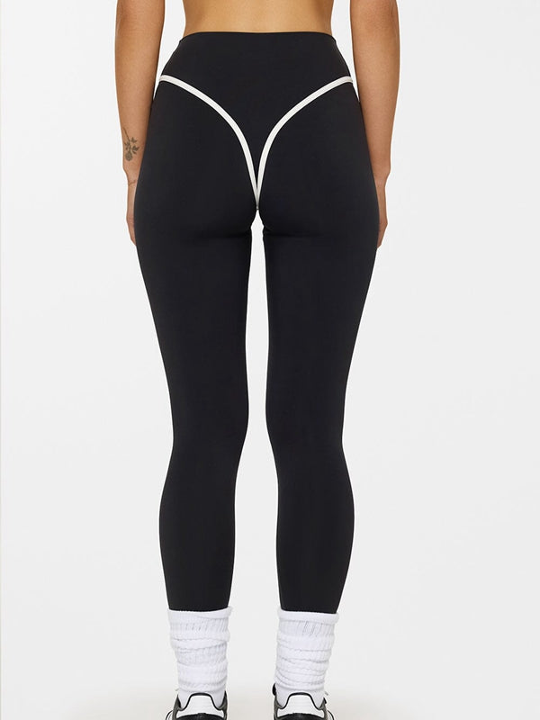 LiviaGym Female Stripes Backless Push-Up High-rise Tracksuit