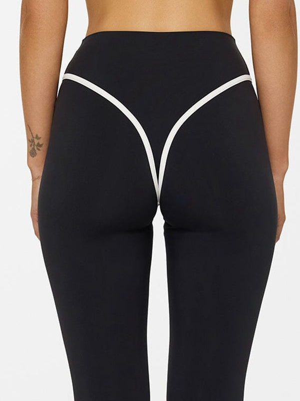 LiviaGym Female Stripes Backless Push-Up High-rise Tracksuit