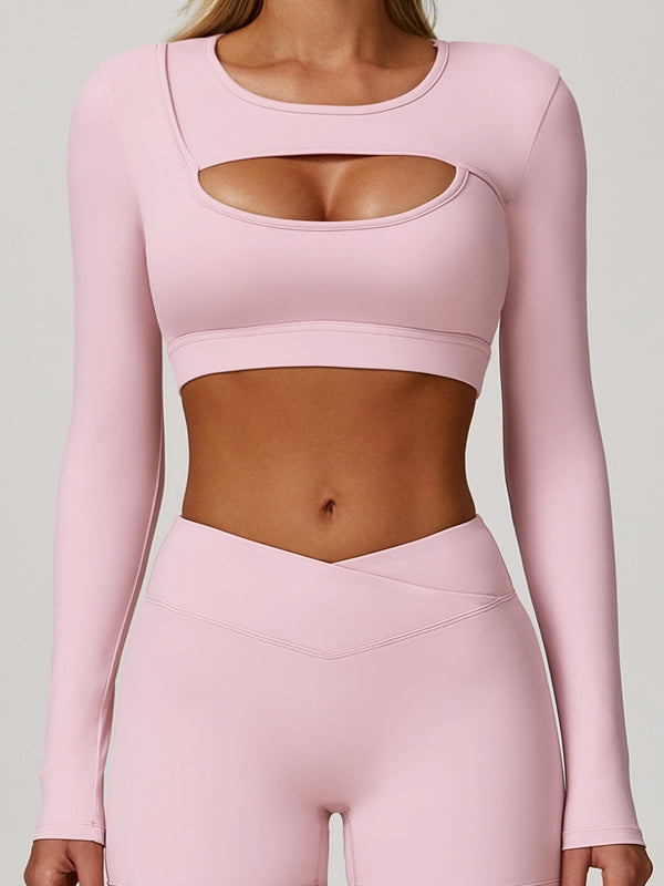 LiviaGym Female Sexy Hollow Out Long Sleeves