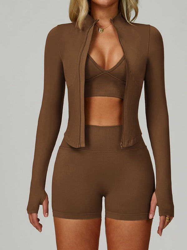 LiviaGym Female Deep V Back Seamless High-rise Tracksuit