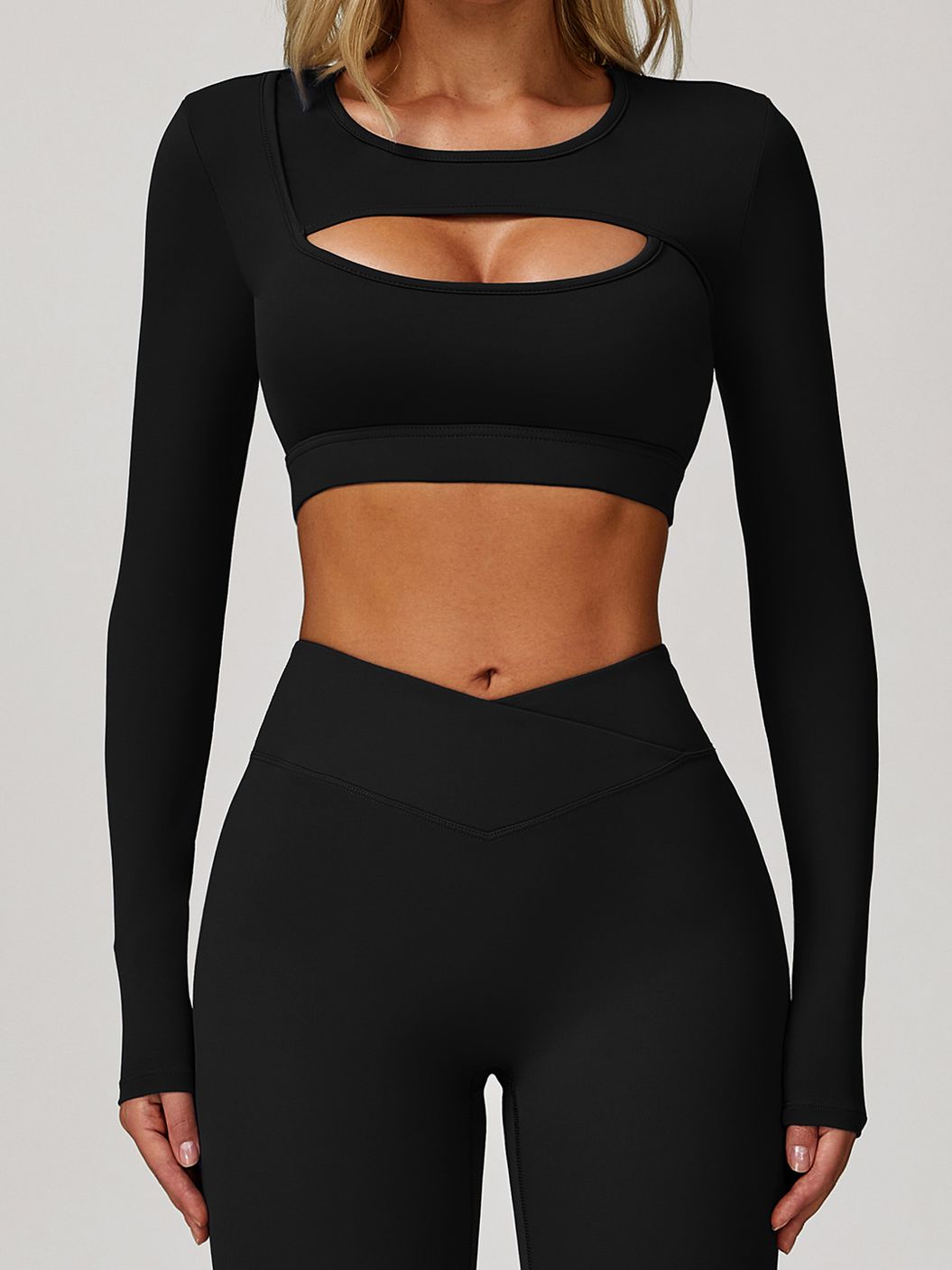 LiviaGym Female Sexy Hollow Out Long Sleeves