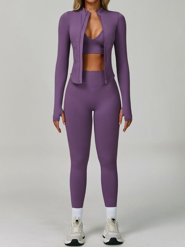 LiviaGym Female Deep V Back Seamless High-rise Tracksuit