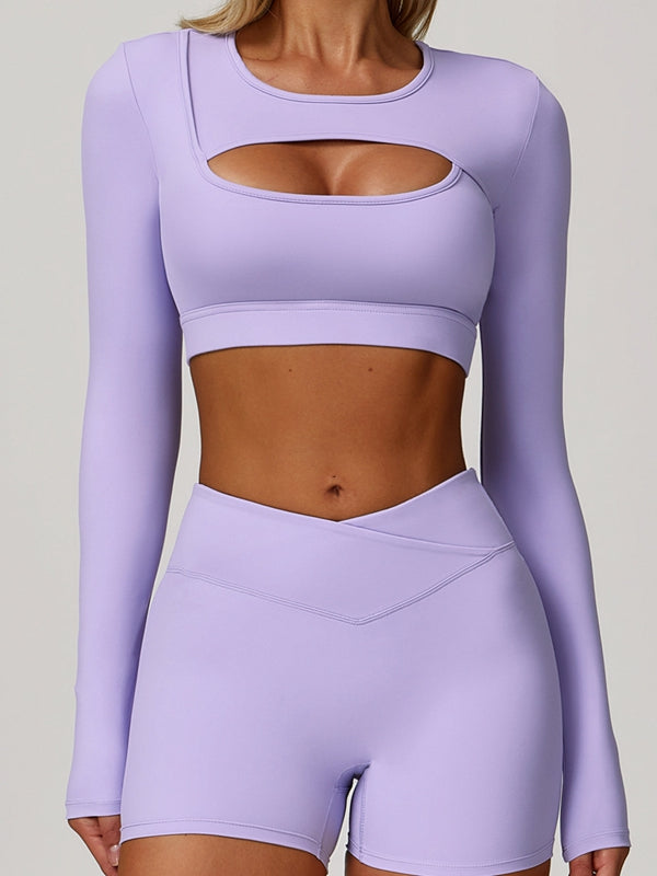 LiviaGym Female Sexy Hollow Out Long Sleeves
