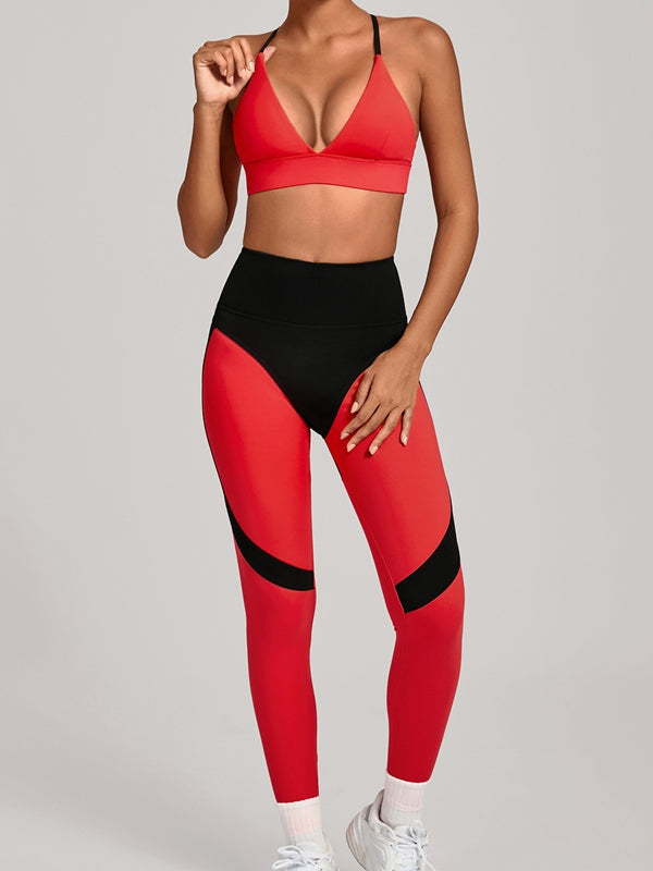 LiviaGym Female Contrast Color Push Up Tracksuit