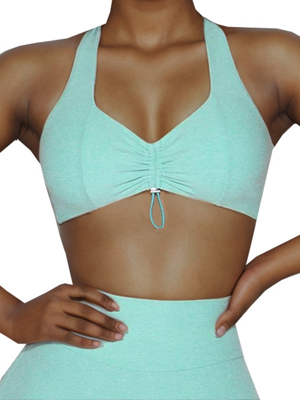 LiviaGym Female Backless Deep V Back Short Tracksuit